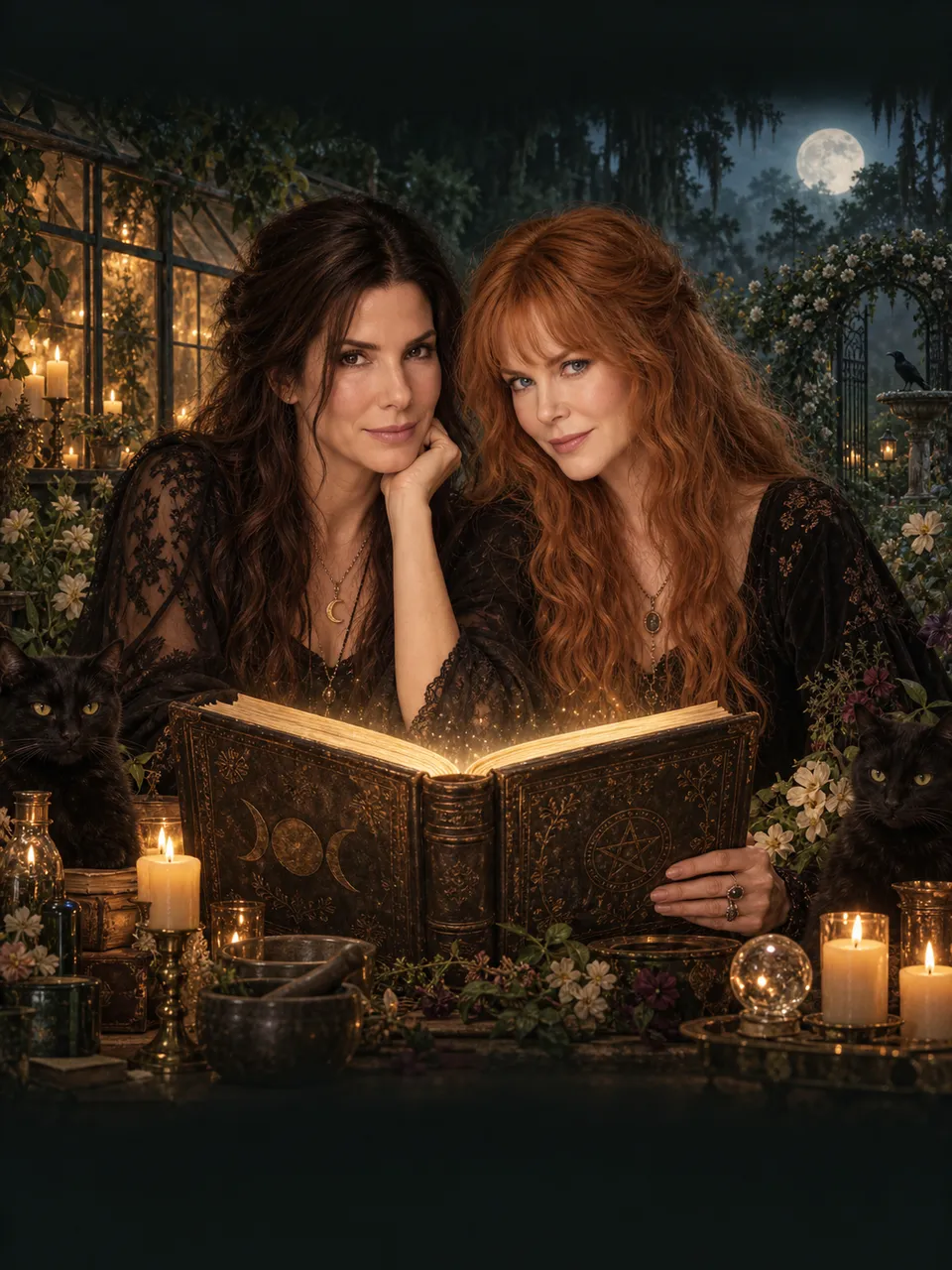 AI fan art depicting Sally and Gillian Owens, inspired by Practical Magic 2; not an official movie still